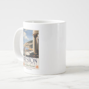 Couple Overlooking Coast Railway Poster Giant Coffee Mug