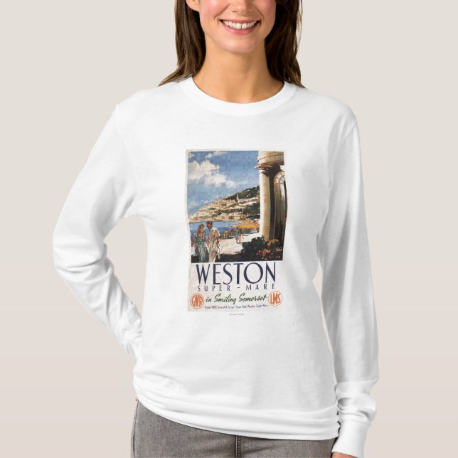 Couple Overlooking Coast Railway Poster T-Shirt (Front)