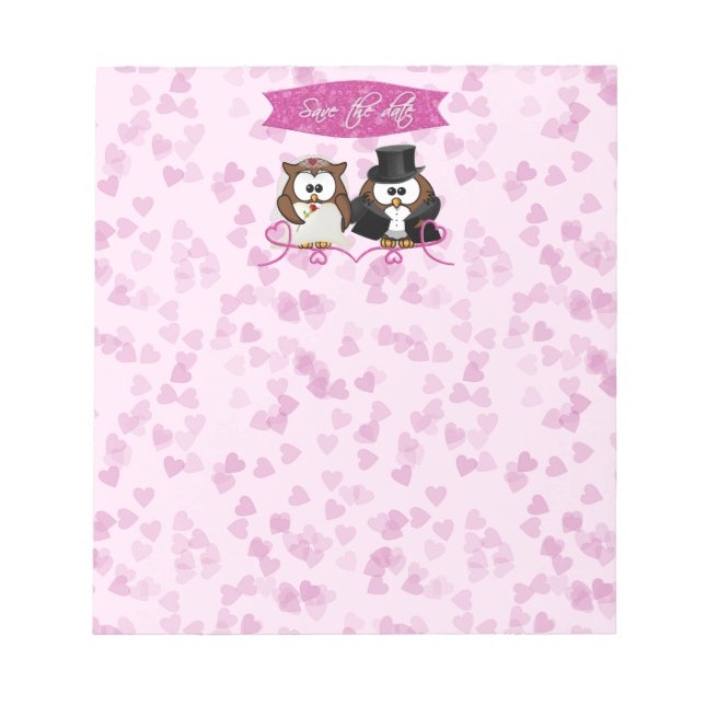 couple owl - save-the-date notepad (Front)