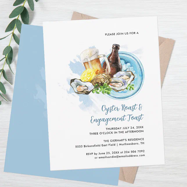 Couple Oyster Roast Engagement Toast Seafood Party Invitation | Zazzle