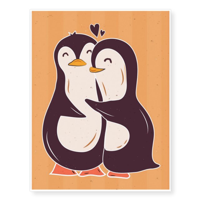 Couple Penguin | Penguin Lover Cute Wife Valentine Temporary Tattoos (Front)