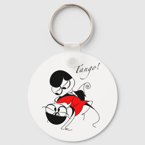 couple performing a tango step keychain