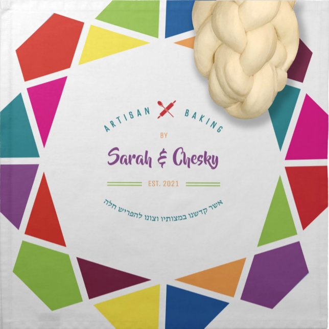 Couple Personalized Colorful Challah Dough Cover  Cloth Napkin (Creator Uploaded)