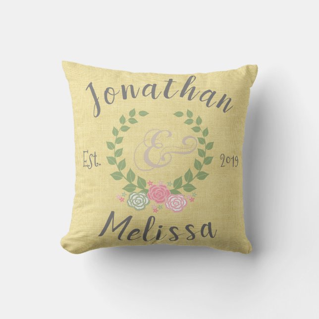 Couple Personalized Established Throw Pillow (Front)