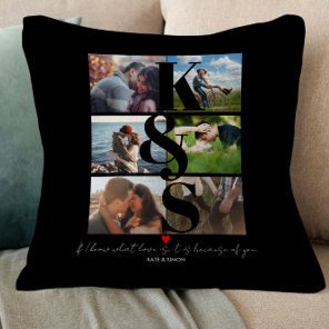 Couple Personalized Photo Collage Custom Quote Throw Pillow
