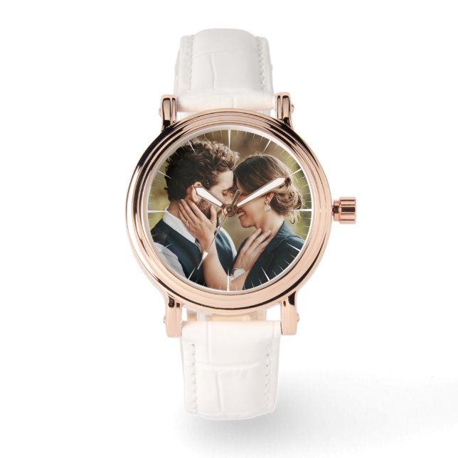 Couple Personalized Photo Modern Chic Watch (Front)