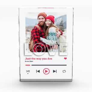 Couple Personalized Song Glass Art Cover Gift Photo Block