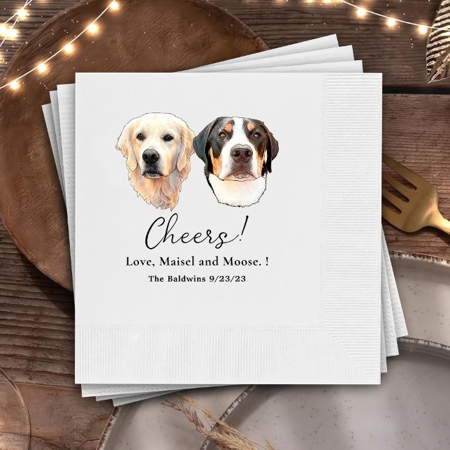 Couple Pet Hand Drawing Personalized Cheers Napkins (Creator Uploaded)
