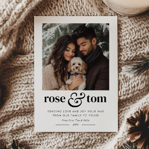 Couple Pet Holiday Heart Photo Card