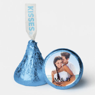 Couple Photo and Initials Wedding Blue Hershey®'s Kisses®
