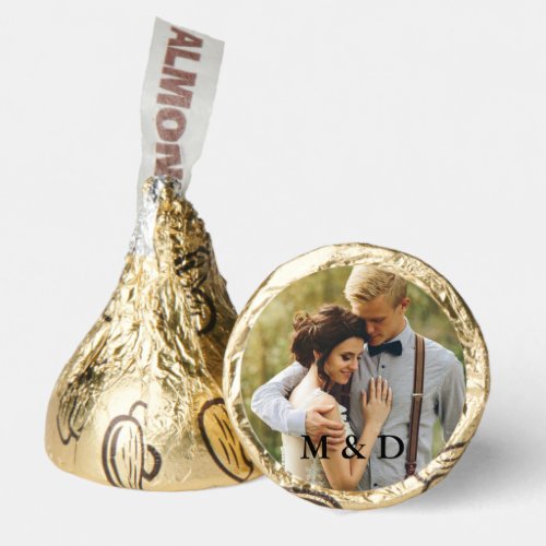 Couple Photo and Initials Wedding Gold Hersheys Kisses