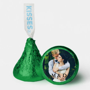 Couple Photo and Initials Wedding Green Hershey®'s Kisses®