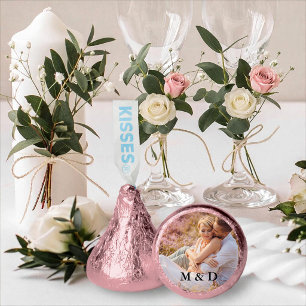 Couple Photo and Initials Wedding Pink Hershey®'s Kisses®