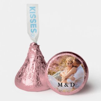 Couple Photo and Initials Wedding Pink Hershey®'s Kisses®