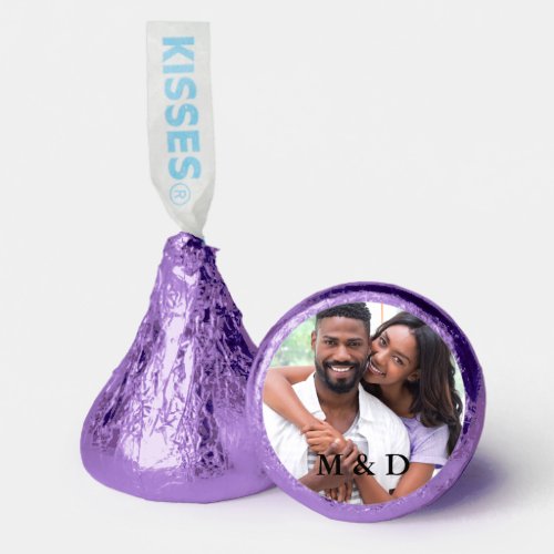 Couple Photo and Initials Wedding Purple Hersheys Kisses