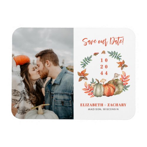 Couple Photo Autumn Fall Wedding Save the Date Magnet