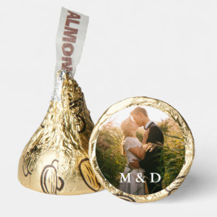 Couple Photo Bride Groom Initials Wedding Gold Hershey®'s Kisses®