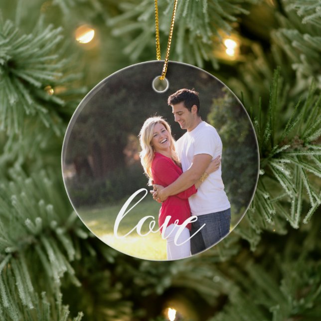 Couple Photo Ceramic Ornament (Tree)