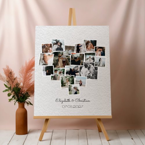 Couple Photo Collage Romantic Heart Shape Wedding Foam Board