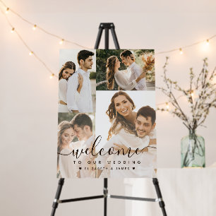 Couple Photo Collage Wedding Welcome Sign