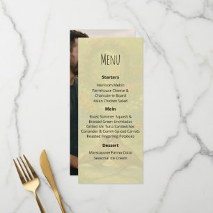 Couple Photo Custom Floral Garden Wedding  Menu