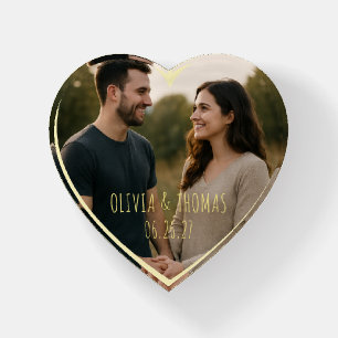 Couple Photo Custom Gold Typography Wedding Paperweight