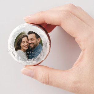 Couple Photo Custom Gray Typography Wedding Dipped Oreo Cookie Favors