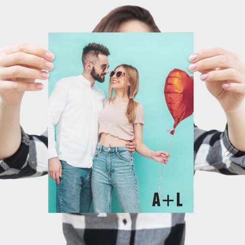 Couple Photo Custom Initials Valentines Day Poster