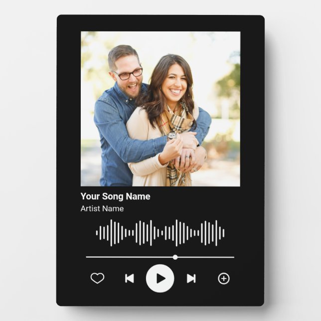Couple Photo Custom Music Player Your Song Code Plaque (Front)