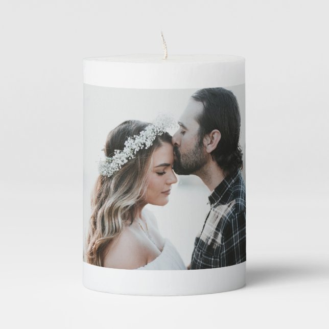 Couple photo custom  pillar candle (Front)