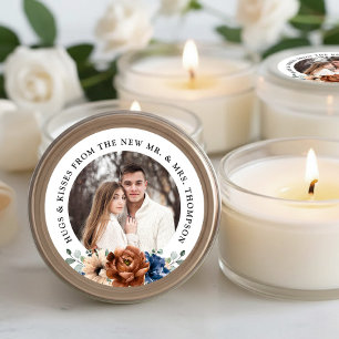 Couple photo customizable wedding thank you favor classic round sticker