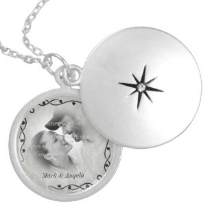 Couple Photo Damask Locket