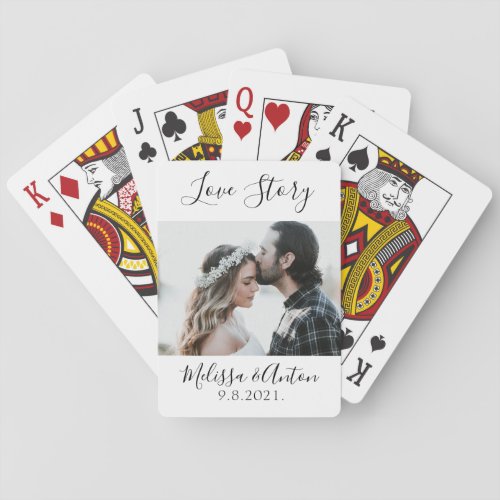 Couple Photo Date Wedding Gift Playing Cards