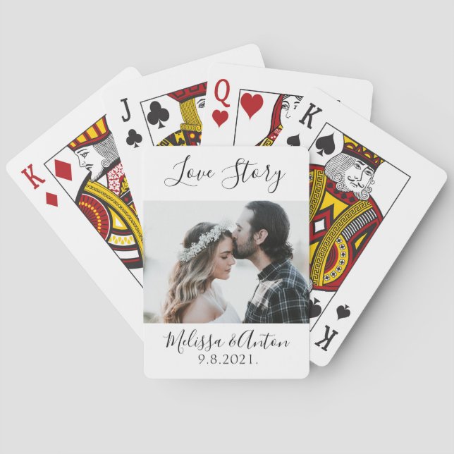 Couple Photo Date Wedding Gift Poker Cards (Back)