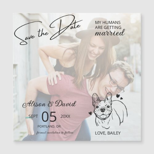 Couple Photo French Bulldog Wedding Save the Date Magnetic Invitation