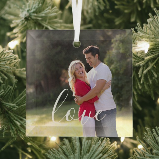 Couple Photo Glass Ornament (Insitu)