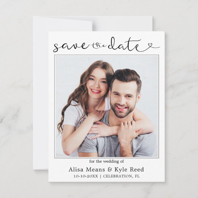 Couple Photo Gold Save the Date Announcement (Front)