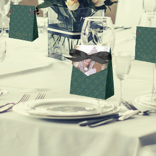 Couple Photo   Green Thank You Wedding Favor Boxes