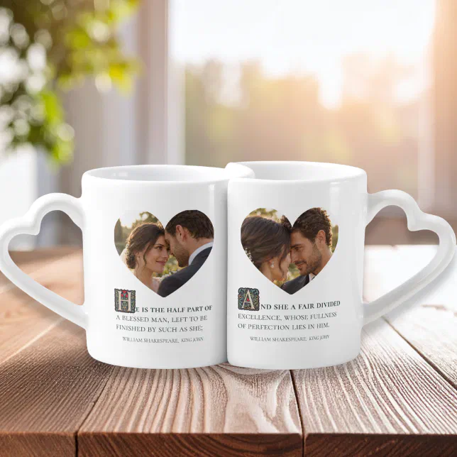 His & Hers Heart Photo Mug Set