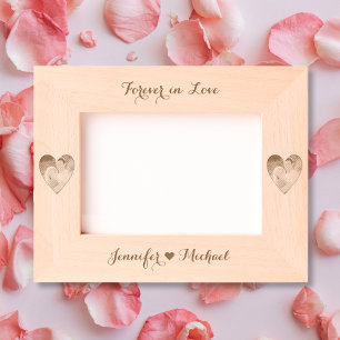 Couple Photo Hearts Monogram Wedding Anniversary Engraved Frames