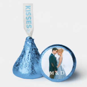 Couple Photo Initials Wedding Blue Hershey®'s Kisses®