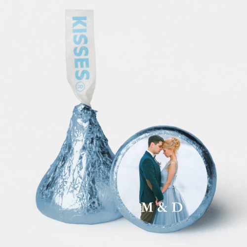 Couple Photo Initials Wedding Blue Hersheys Kisses