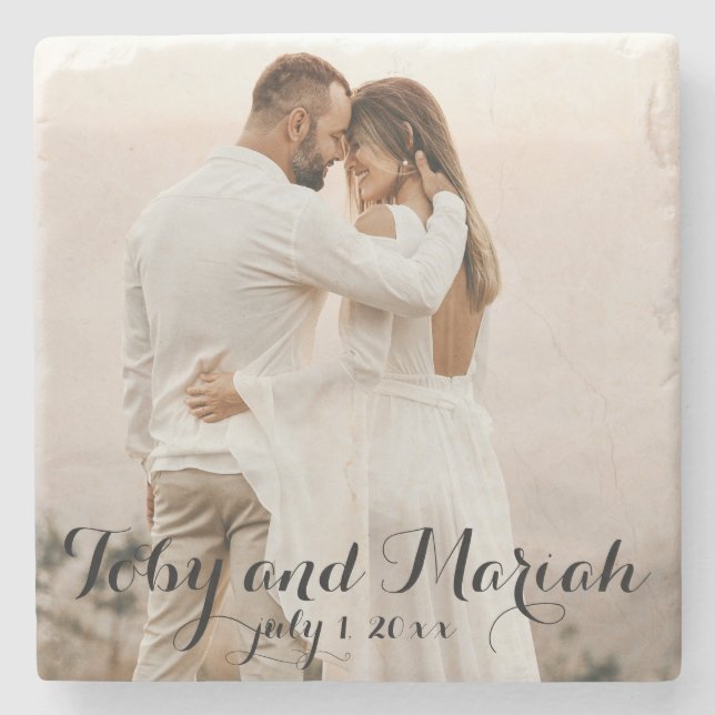 COUPLE Photo Keepsake  Stone Coaster (Front)