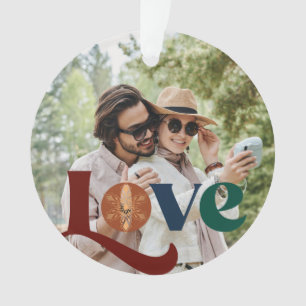 Couple photo love script personalized ornament