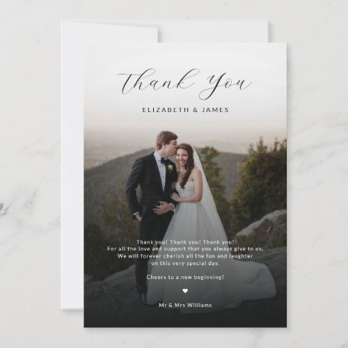 Couple Photo Minimalist Script Thank You Wedding Invitation