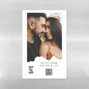 Couple Photo Modern Wedding Announcement Magnetic Dry Erase Sheet
