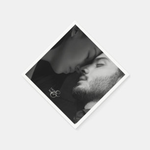 Couple Photo & Monogram Wedding Napkin