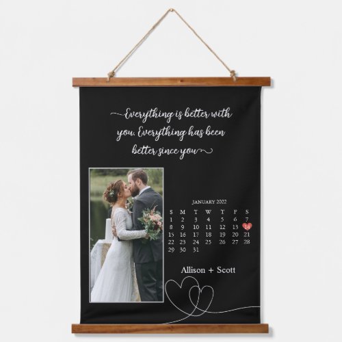 Couple Photo Month Calendar Anniversary Wedding Hanging Tapestry