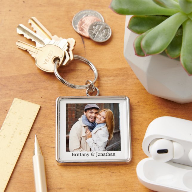 Couple Photo & Names Keychain (Desk)