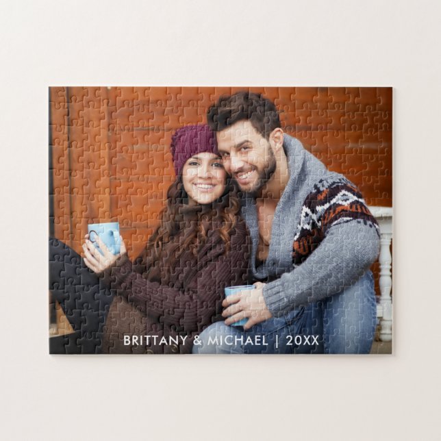 Couple Photo Names Year Jigsaw Puzzle (Horizontal)